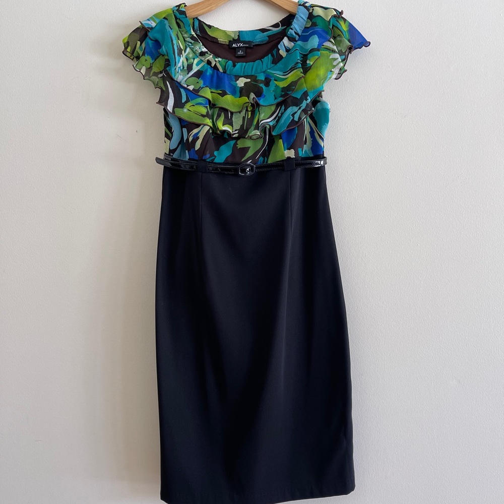 Cocktail dress in black and turquoise
